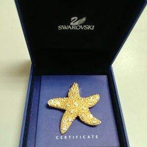 Swarovski crystal starfish brooch